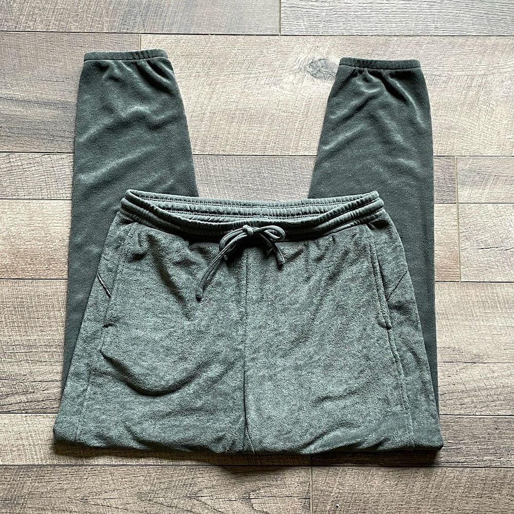 Zella, Olive-Green, Terry, Drawstring, Joggers. Size Medium.